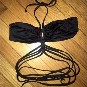 Victoria’s Secret Black Strappy Bandeau Bikini Bondage Sexy Bathing Swimsuit S